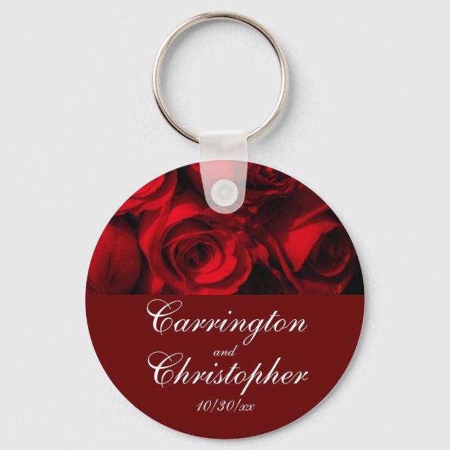 "Crimson Rose Bouquet" - Personalized [a] Keychain (Front)