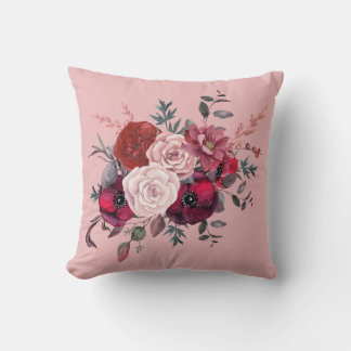 Crimson Rose Bouquet Pillow