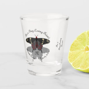 Crimson Rose Butterfly Shadow Monogram Shot Glass