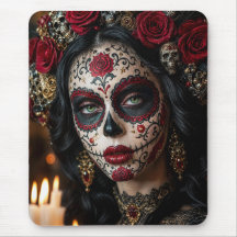 Crimson Rose Calavera – Elegant Day of the Dead