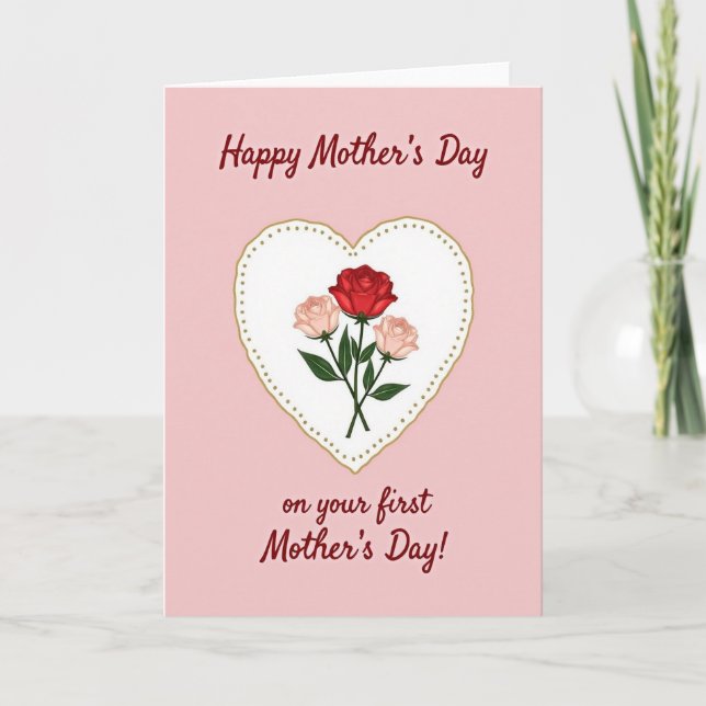 Crimson Rose Mothers Day Heart Card (Front)