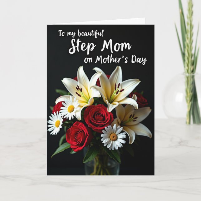 Crimson Rose Mothers Day Step Mom Card (Front)