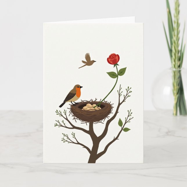Crimson Rose Mothers Day Tree Card (Front)