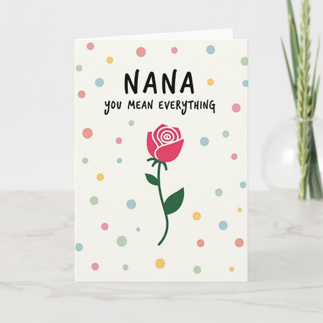 Crimson Rose Nanas Day Card (Front)