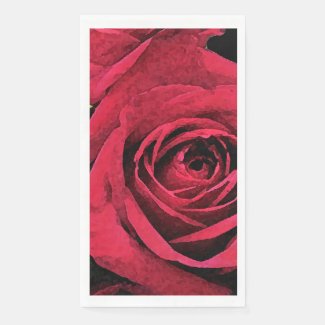 Crimson Rose Petals Paper Guest Towel