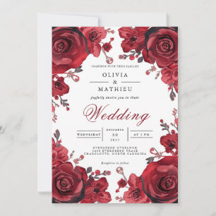 Crimson Rose Romantic Arch Wedding Invitation