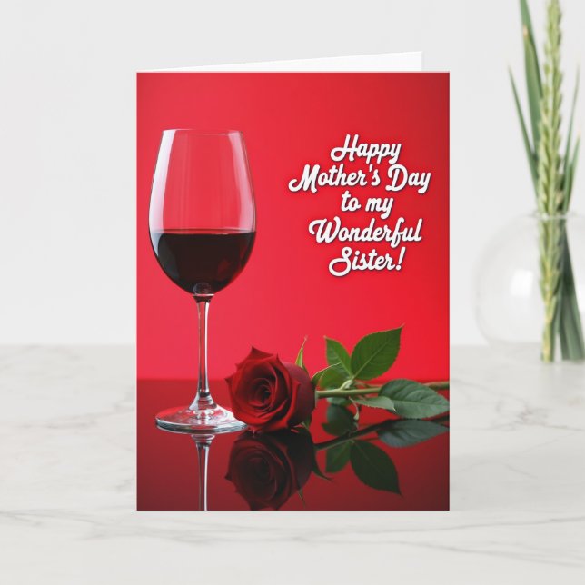 Crimson Rose Wonderful Sister Card (Front)