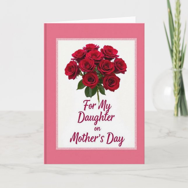 Crimson Roses Bouquet Themed Card (Front)