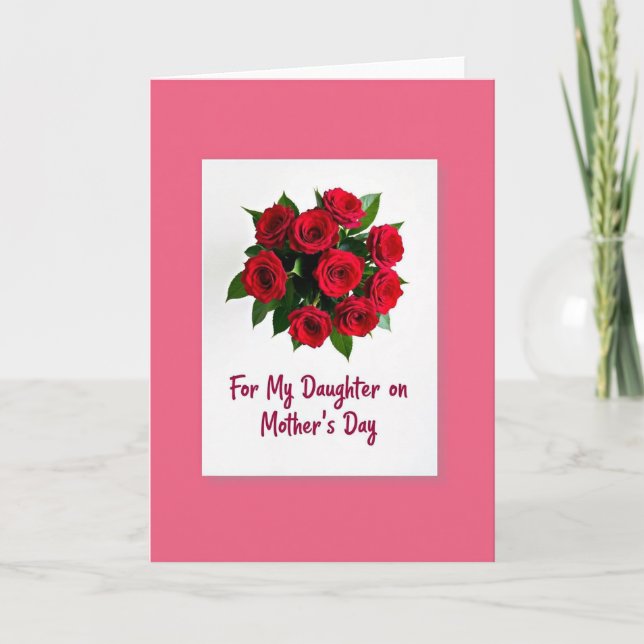 Crimson Roses Daughters Day Card (Front)