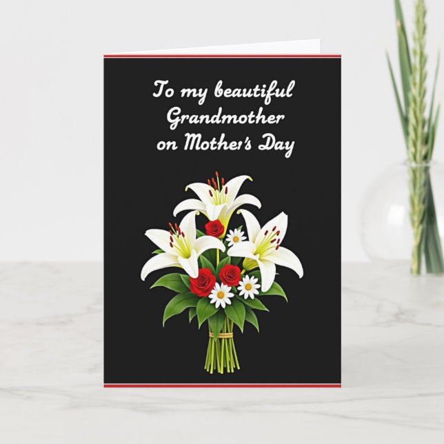 Crimson Roses Moms Day Card (Front)