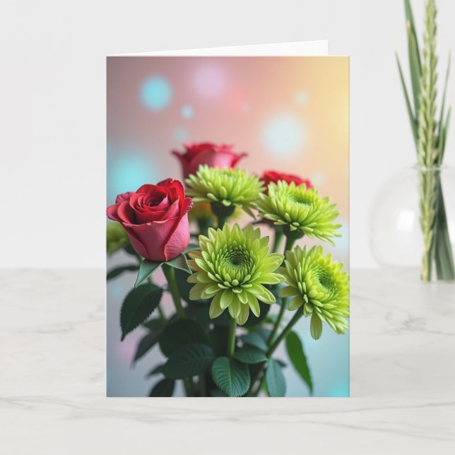 Crimson Roses Mothers Day Floral Card (Front)