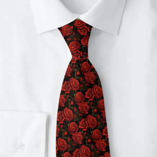 Crimson Roses Neck Tie
