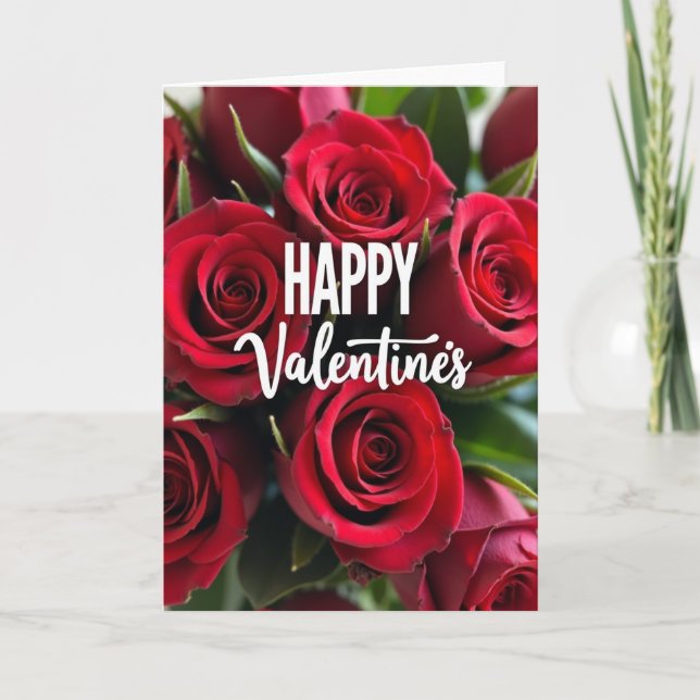 Crimson Roses Valentines Day Card (Front)