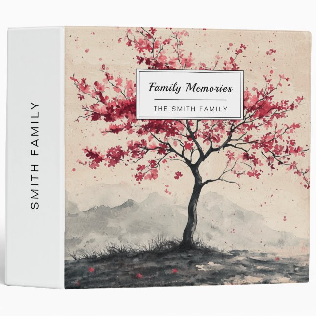 Crimson Sakura Mountain Serenity (2) 3 Ring Binder (Front/Spine)