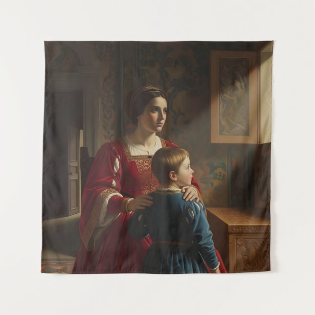 Crimson & Sapphire Whispers: Victorian Mother and  Tapestry (Front)