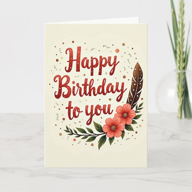 Crimson Script Birthday Card (Front)