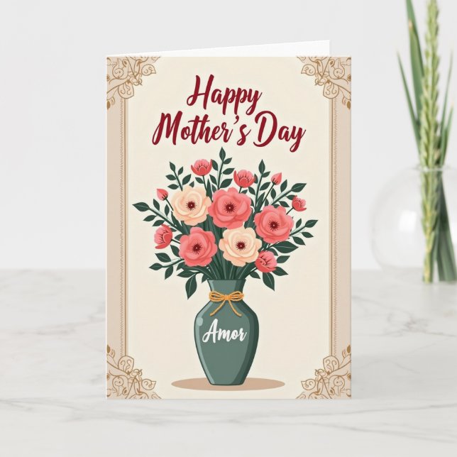 Crimson Script Love Mother Card (Front)
