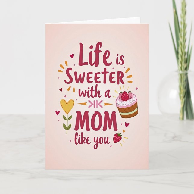 Crimson Script Mom Appreciation Card (Front)