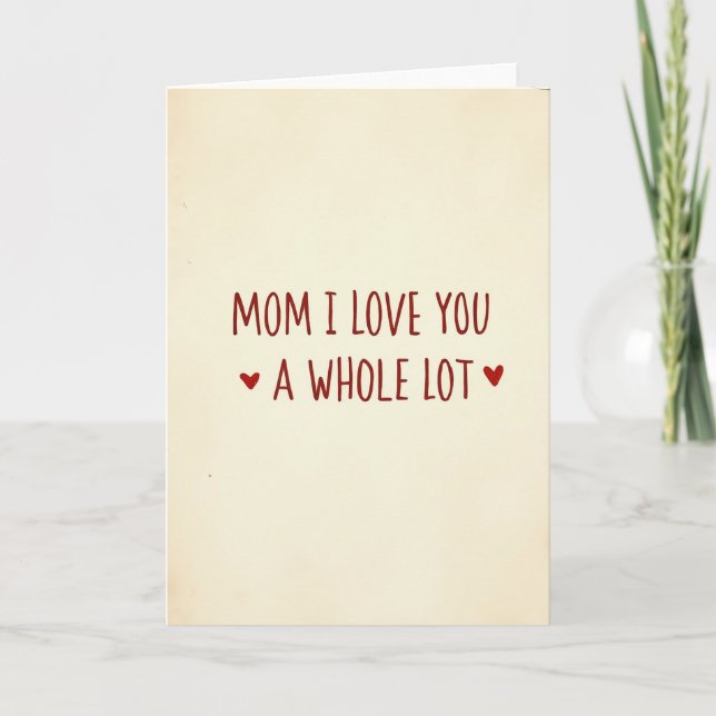 Crimson Script Mom Love Card (Front)