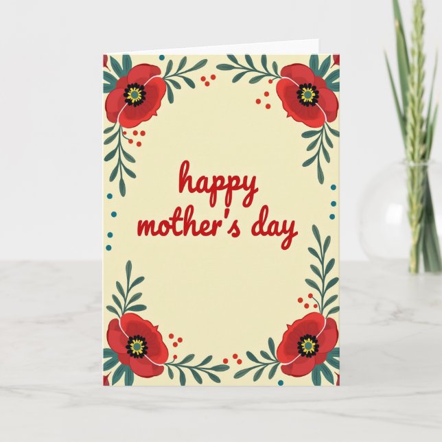 Crimson Script Mothers Day Card (Front)