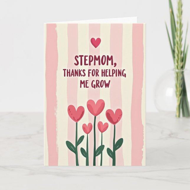 Crimson Script Stepmom Thanks Card (Front)