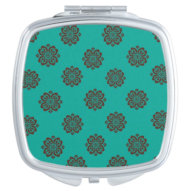 "Crimson Scrolls – Bold Elegance" Compact Mirror (Front)