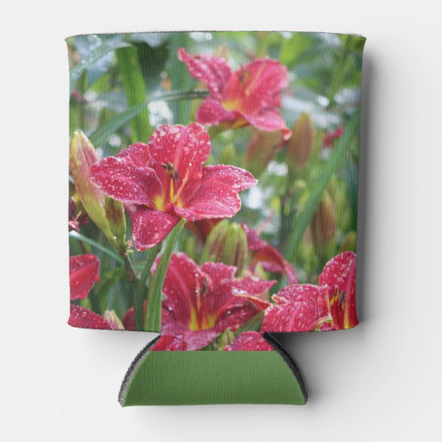 Crimson Shadows Red Daylilies Can Cooler (Front)
