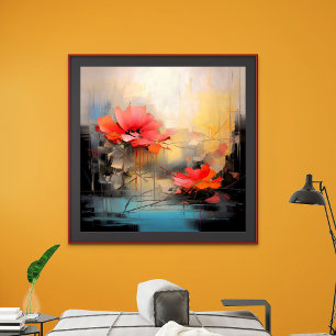 Crimson Silence – Abstract Poppies in Urban Light Poster