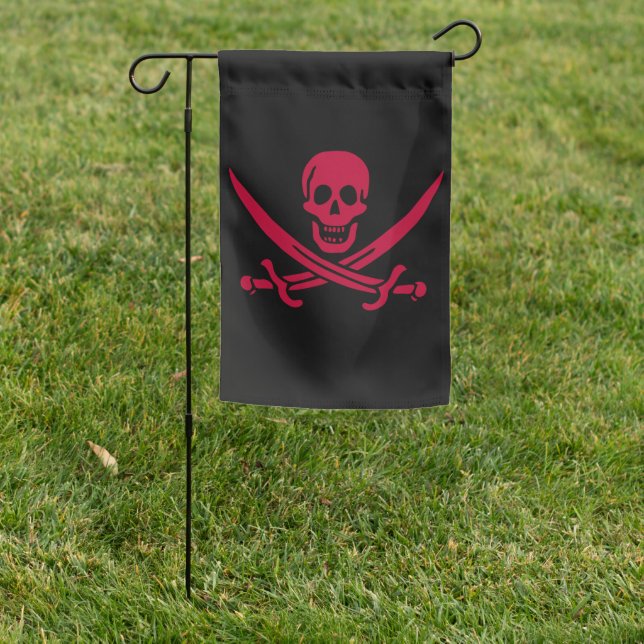 Crimson Skull & Swords Pirate flag of Calico Jack (In SItu)