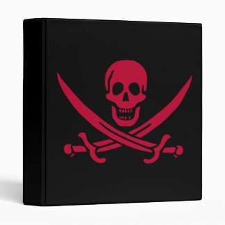 Crimson Skull & Swords Pirate flag of Calico Jack 3 Ring Binder