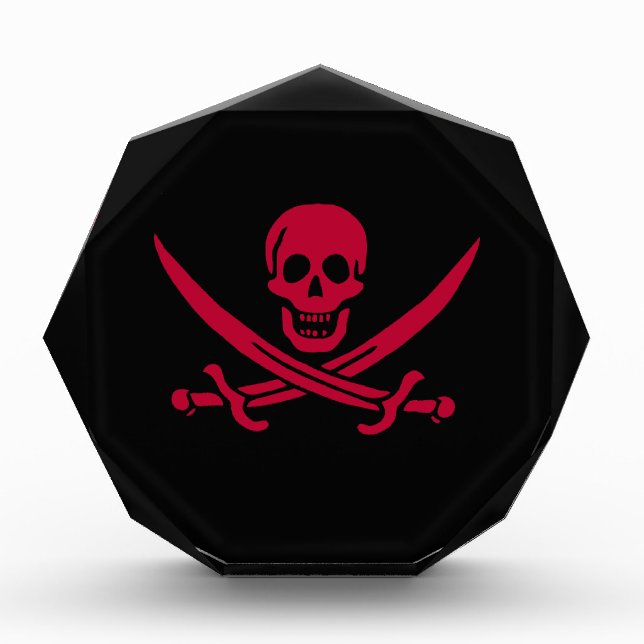 Crimson Skull & Swords Pirate flag of Calico Jack Acrylic Award (Front)