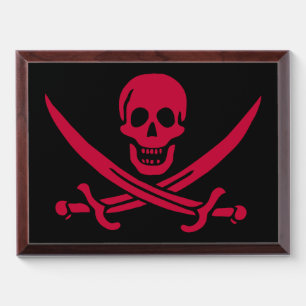 Crimson Skull & Swords Pirate flag of Calico Jack Award Plaque
