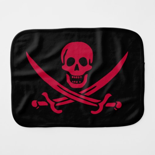 Crimson Skull  Swords Pirate flag of Calico Jack Baby Burp Cloth
