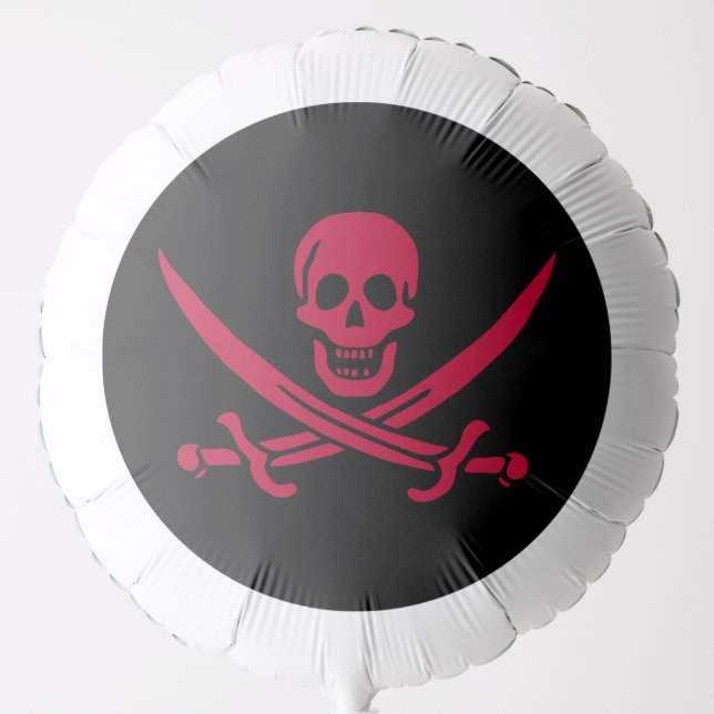 Crimson Skull & Swords Pirate flag of Calico Jack Balloon (Front)