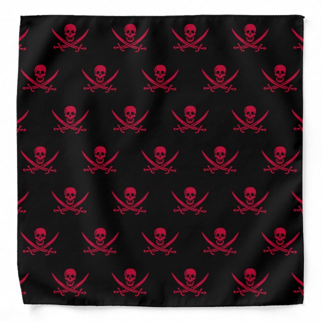 Crimson Skull & Swords Pirate flag of Calico Jack Bandana (Front)