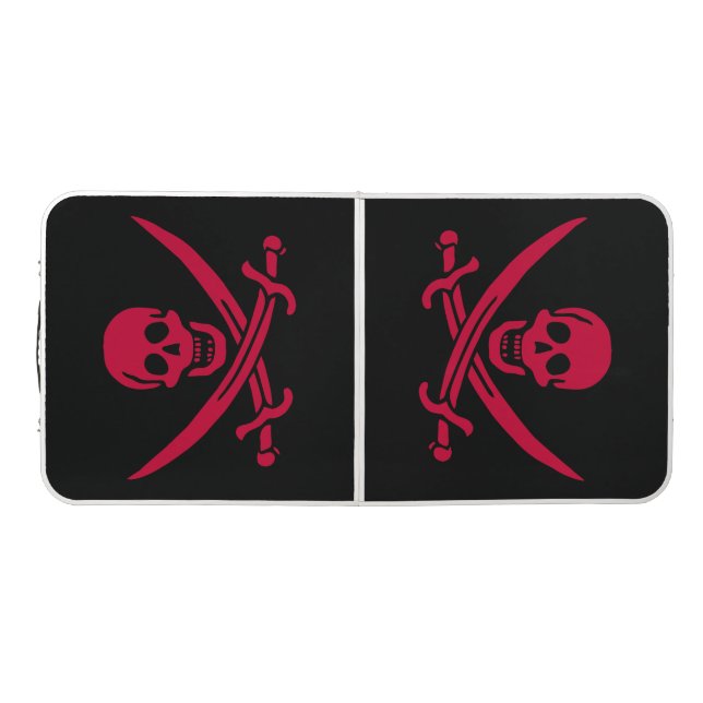 Crimson Skull & Swords Pirate flag of Calico Jack Beer Pong Table (Top)