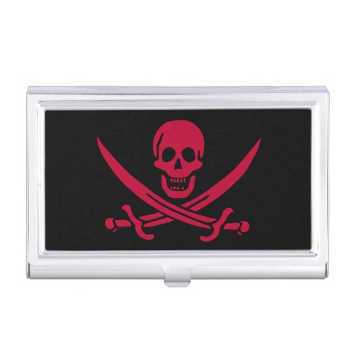 Crimson Skull  Swords Pirate flag of Calico Jack Business Card Case