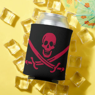Crimson Skull & Swords Pirate flag of Calico Jack Can Cooler