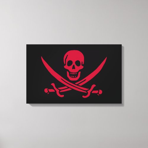 Crimson Skull  Swords Pirate flag of Calico Jack Canvas Print