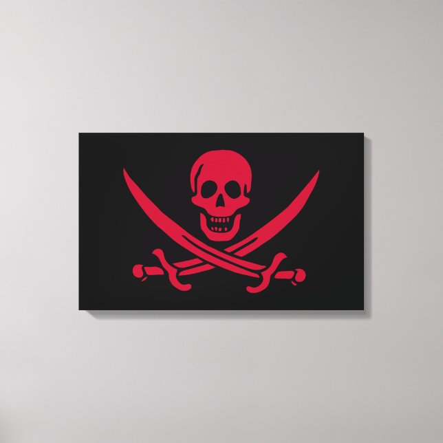Crimson Skull & Swords Pirate flag of Calico Jack Canvas Print (Front)