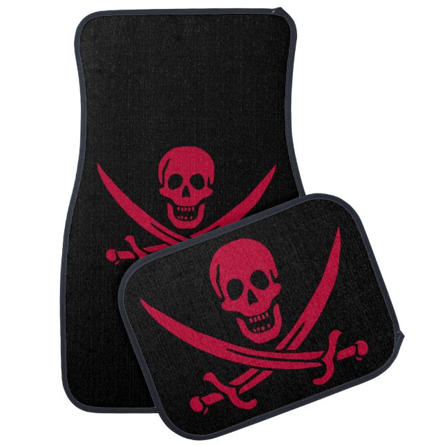 Crimson Skull & Swords Pirate flag of Calico Jack Car Floor Mat (Set)