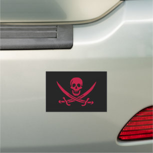 Crimson Skull & Swords Pirate flag of Calico Jack Car Magnet