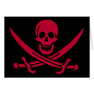 Crimson Skull & Swords Pirate flag of Calico Jack Cards