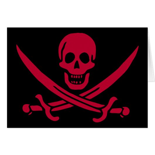 Crimson Skull & Swords Pirate flag of Calico Jack Cards (Front Horizontal)