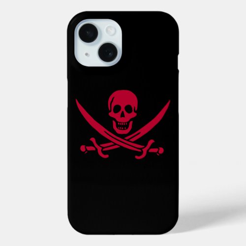 Crimson Skull  Swords Pirate flag of Calico Jack iPhone 15 Case