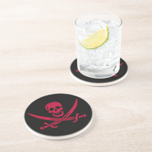 Crimson Skull & Swords Pirate flag of Calico Jack Coaster