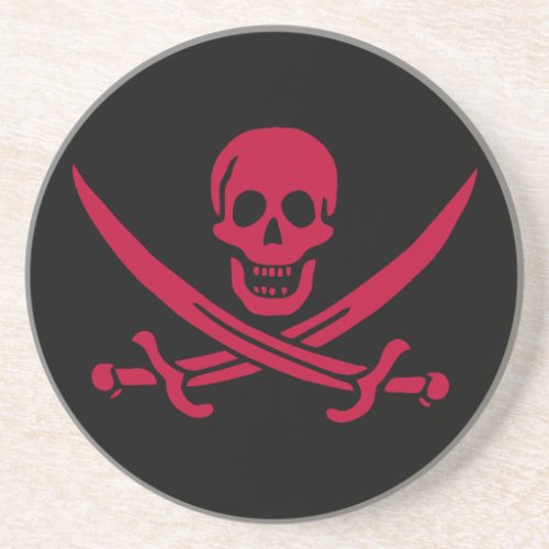 Crimson Skull  Swords Pirate flag of Calico Jack Coaster