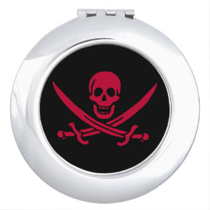 Crimson Skull & Swords Pirate flag of Calico Jack Compact Mirror