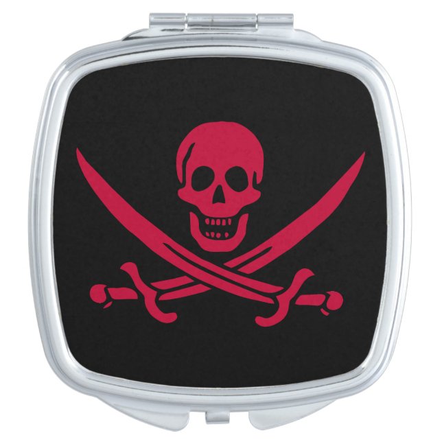 Crimson Skull & Swords Pirate flag of Calico Jack Compact Mirror (Front)
