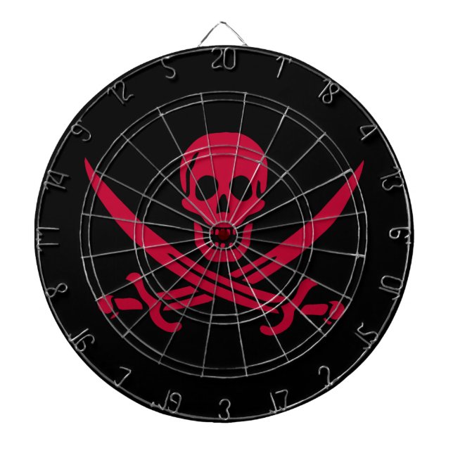 Crimson Skull & Swords Pirate flag of Calico Jack Dart Board (Front)